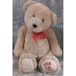 Galerie Teddy Bear Plush 16 Inch Red Bow Embroidered Love Is On Foot Valentine